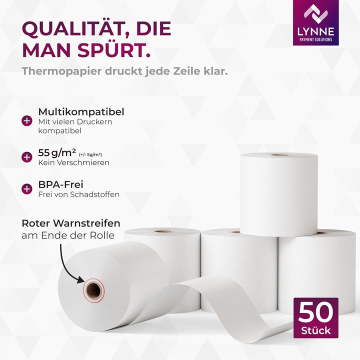 Thermorollen/Bonrollen/Kassenrollen 80mm x 80m x 12mm (80x80x12) für alle gängigen Thermopapier Kass