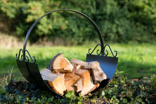 KUHEIGA Kaminholzkorb, Holztrage, Brennholzkorb, Metall, Handarbeit