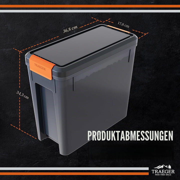 Traeger Grills BAC637 Stay Dry Pellet-Aufbewahrungsbehälter mit verschliessbarem Deckel, 10 kg Kapaz