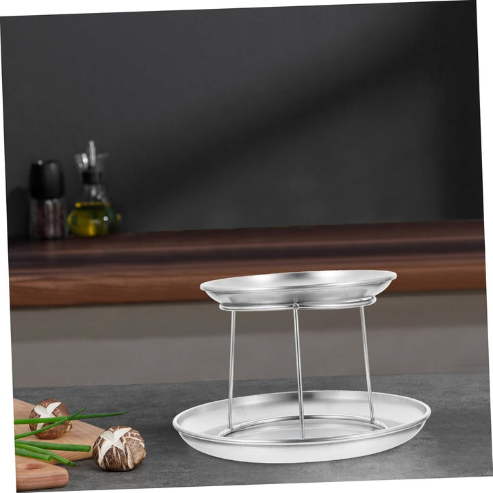 BESTonZON Edelstahl Servierplatte Halter Zweistufiger Pizzablechhalter Und Grill Tray Holder Rostfre