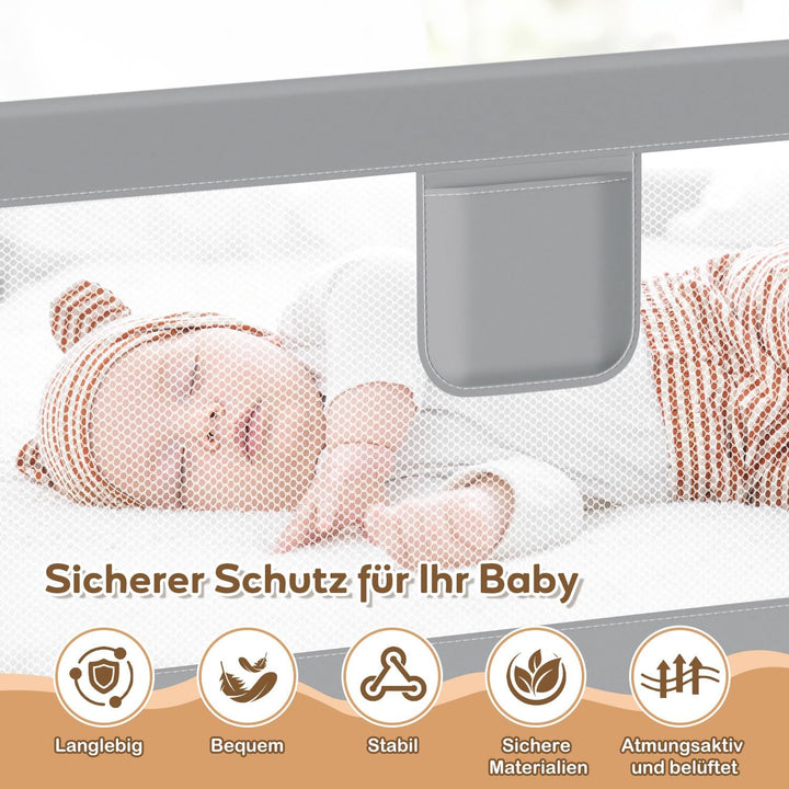 Ansobea 150cm Rausfallschutz Bett Rausfallschutz Kinderbett｜Bettschutzgitter für Kinder｜Bettschutzgi