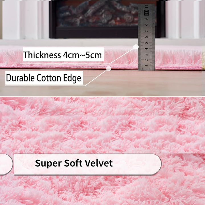Teppich Rosa 60x120cm Klein Flauschig Teppiche Hochflor, Rosa 60x120cm