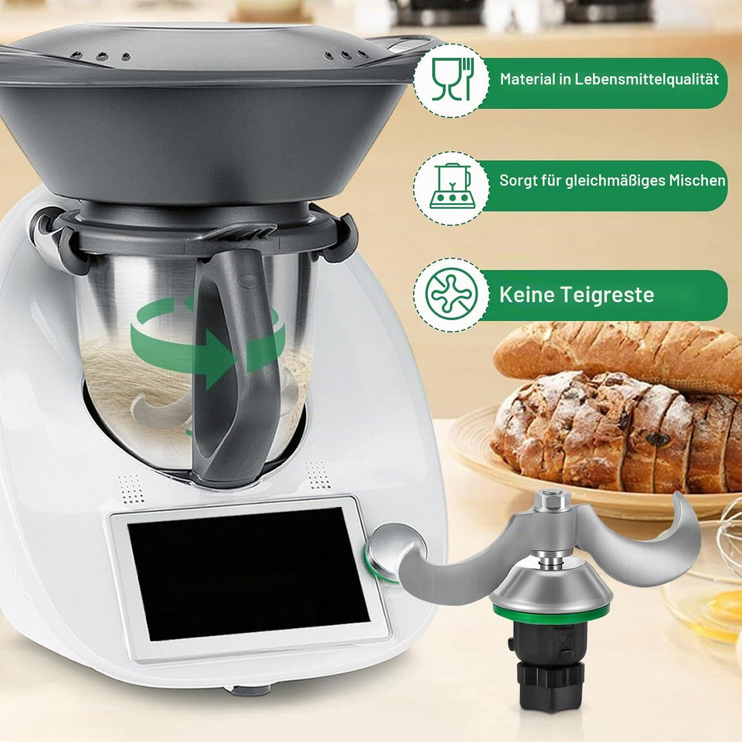 Teigmesser Kompatibel mit Thermomix TM6, TM5, Edelstahl Teigmischmesser mit Dichtring, Schnelle Rein