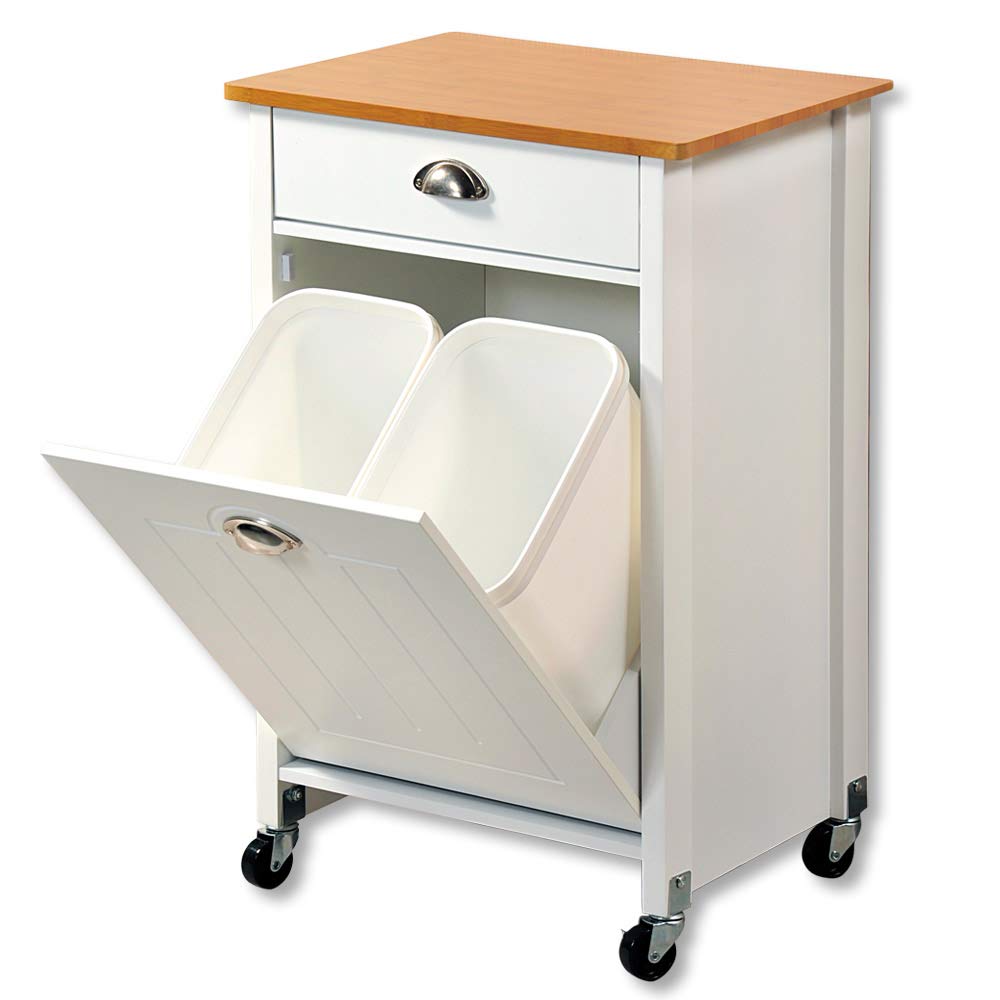 Kesper | Küchenwagen mit Mülltrennsystem, Material: 50 x Faserplatte, Kunststoff, Masse: 50 x 37 x 7