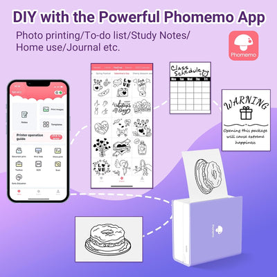 Phomemo M02 Mini Drucker Taschendrucker für iOS and Android Smartphone Bluetooth Sticker Drucker The