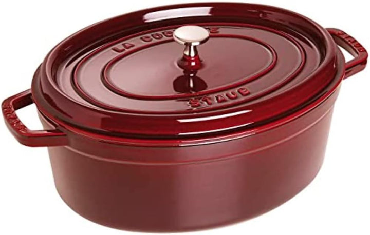 STAUB Gusseisen Bräter/Cocotte, Oval 31 cm, 5,5 L, Aromaregen Funktion, Für alle Herdarten geeignet,