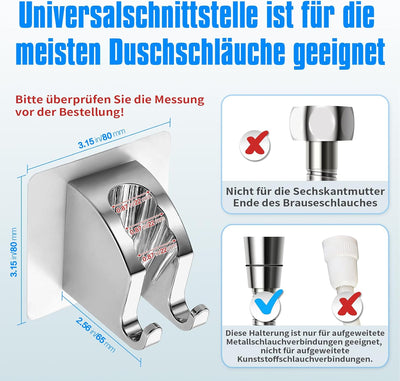 JONKEAN Duschbrause Halterung, Verstellbarer Handbrause Halterung Ohne Bohren, Stark Haftender Dusch