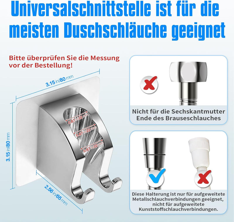 JONKEAN Duschbrause Halterung, Verstellbarer Handbrause Halterung Ohne Bohren, Stark Haftender Dusch