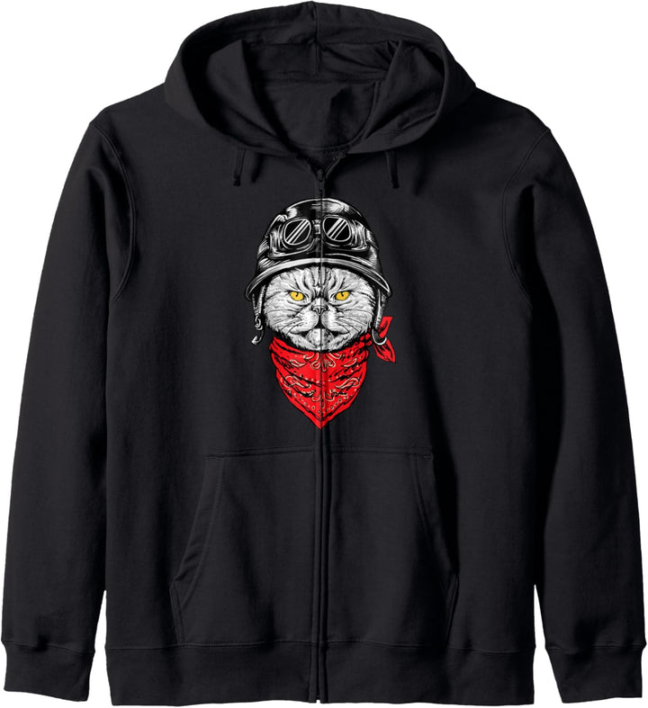 Biker Katze - Chopper Biker Motorrad Motorradfahrer Kapuzenjacke