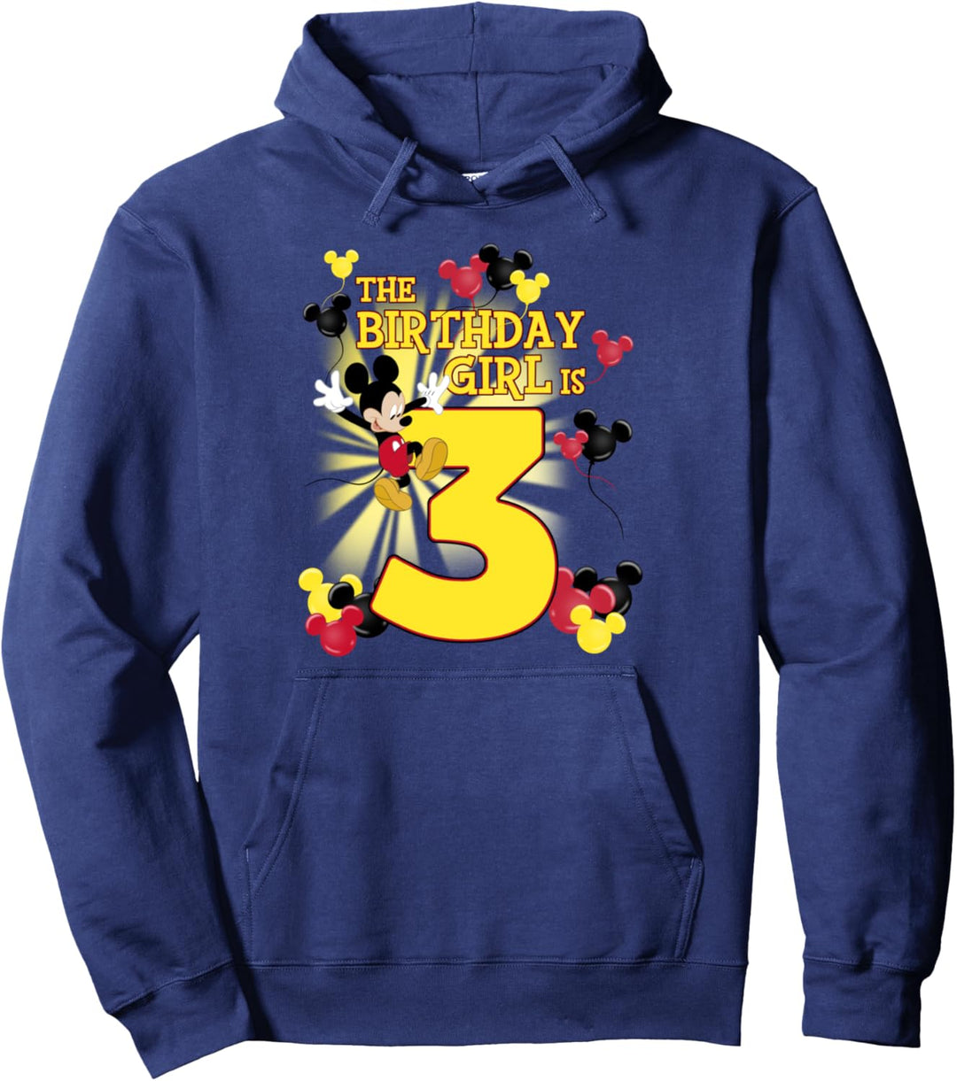Disney Mickey & Friends 3 Year Old Birthday Girl Pullover Hoodie