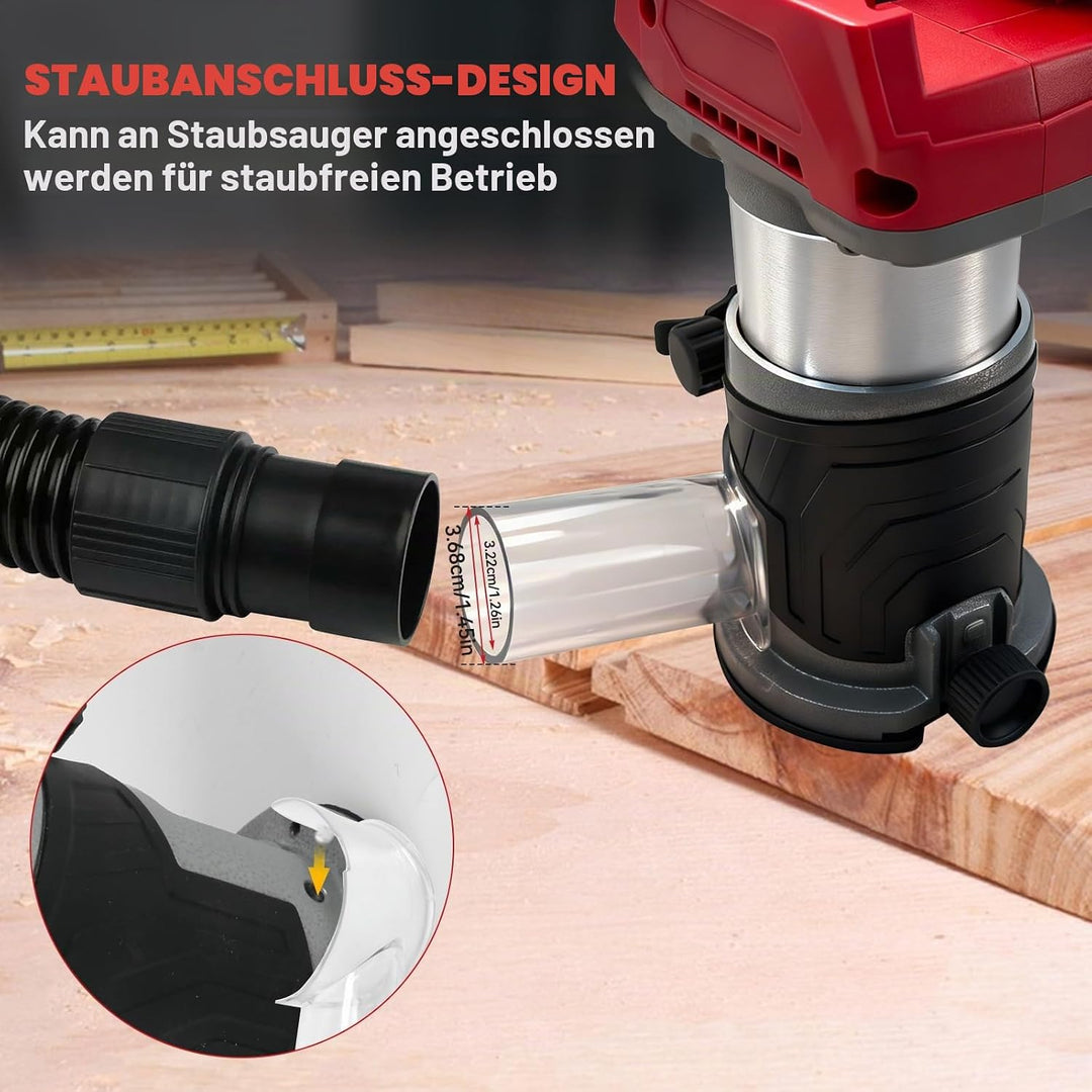 800 W schnurloser Holzfräser für Milwaukee M18 18 V Akku, Aluminiumbasis, bürstenloses 30000 U/min,