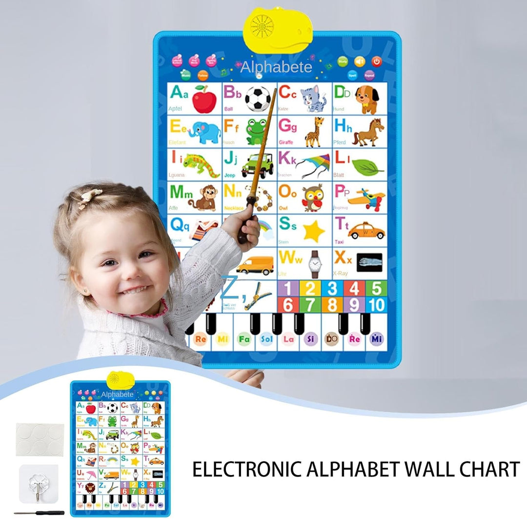 Elektronische Wandtafel – interaktives 40,6 x 55,9 cm grosses Alphabet-Zahlen-Poster, musikalisches
