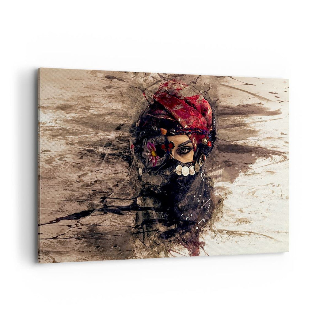 Bilder auf Leinwand 100x70cm Leinwandbild mit Rahmen Frau Folklore Gross Wanddeko Bild Schlafzimmer