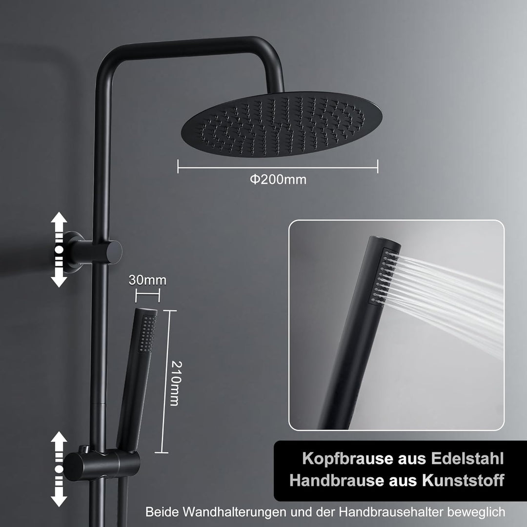 Görbach Regendusche Duschsystem mit Ablage,Wassersparend, Edelstahl Duschset ohne Armatur mit Rund K