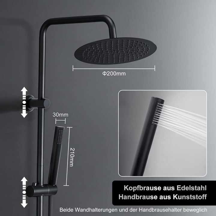 Görbach Regendusche Duschsystem mit Ablage,Wassersparend, Edelstahl Duschset ohne Armatur mit Rund K