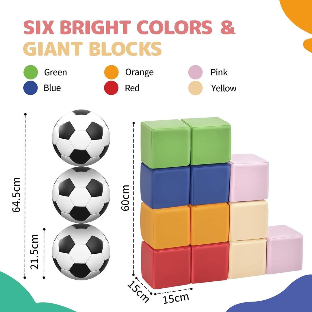 Foam Building Blocks for Toddlers: 12 PCS Soft Building Blocks for Toddlers Colorful Stacking Blocks