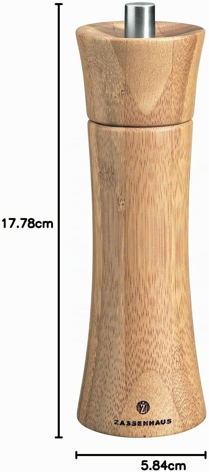 Zassenhaus Salzmühle Frankfurt 18 cm, Bambus mit stufenlos verstellbarem Hochleistungs-Keramikmahlwe