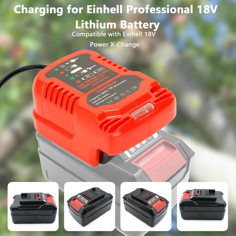 Ladegerät Ersatz für Einhell 18V Power X-Change Akku, Tragbares Mini Schnellladegerät mit LED Anzeig