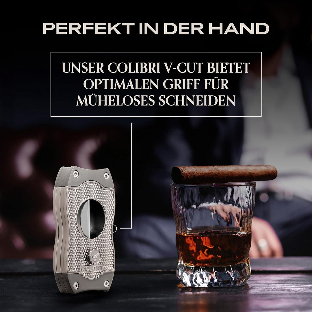 Colibri V-Cut Zigarrenschneider - Diamanten-Muster - Tiefer 7mm V-Schnitt - Bis zu 60+ Ringmass Ziga
