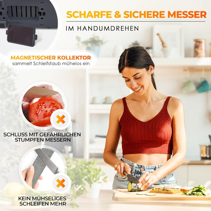 AUSTEIN® Diamant Messerschärfer elektrisch TG2202 - Der 3 Phasen Messerschleifer mit 20 Grad und mag