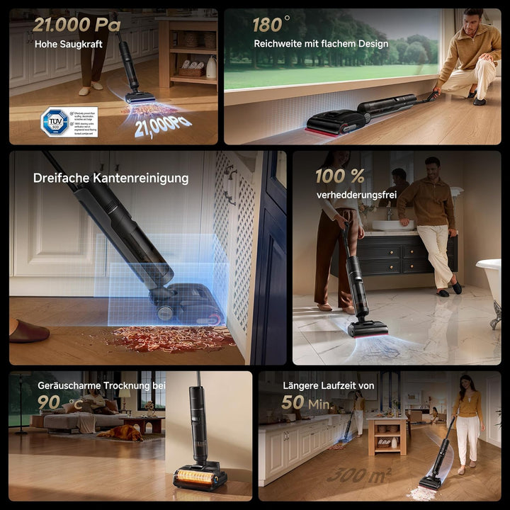 dreame H15S Nass- und Trockensauger, 3-fache Kantenreinigung, KI-Roboterarm, 21.000 Pa Saugkraft, ve