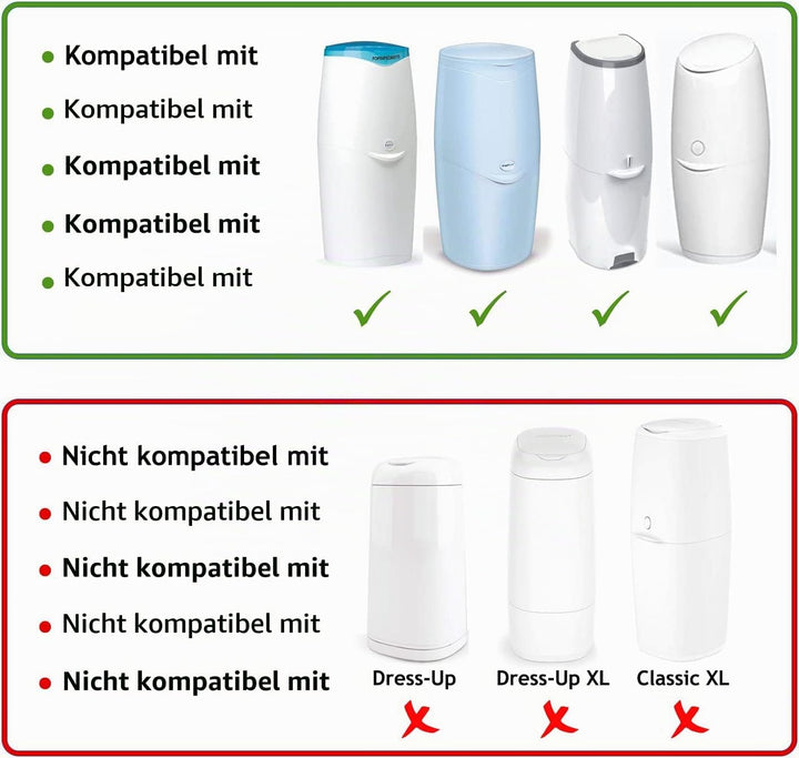 LILNAP - 4 Nachfüllkassetten kompatibel mit Angelcare Windeleimer & Litter Locker II (RUNDE KASSETTE