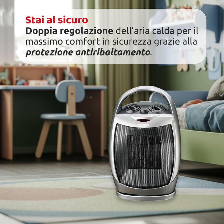 Melchioni Family CALIDO, Termoventilatore ceramico, Oscillazione automatica, 1500W, Protezione contr