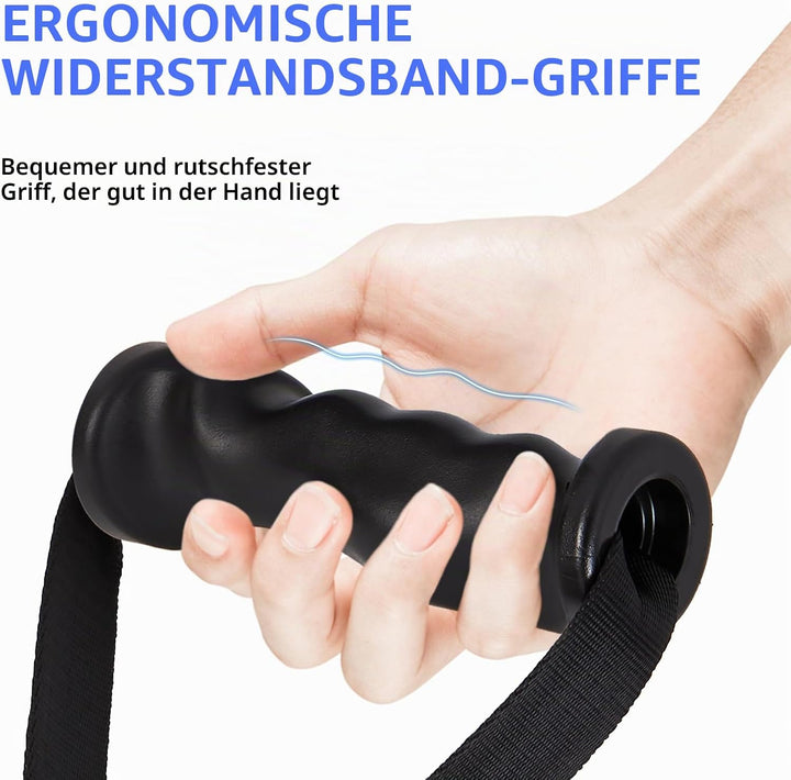 HXD-ERGO 2 Stück Einhandgriff für Widerstandsbänder, Fitnessband Griffe mit Metall D-Ring, Ergonomis
