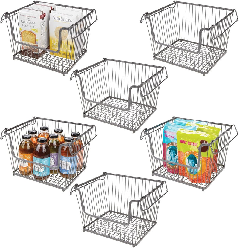 mDesign Metall Ablagebox mit Henkeln – grosser Aufbewahrungskorb im ansprechenden Design – idealer D