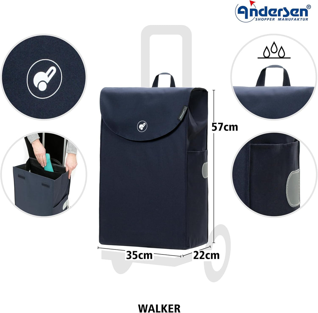 Andersen Einkaufstrolley - klappbar - 44 Liter - belastbar 30 kg - Aluminium - Trolley - Rad Ø 15 cm