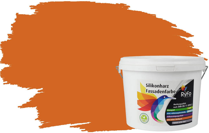 RyFo Colors Silikonharz Fassadenfarbe Lotuseffekt Trend Orangetöne Aprikose 3l - bunte Fassadenfarbe