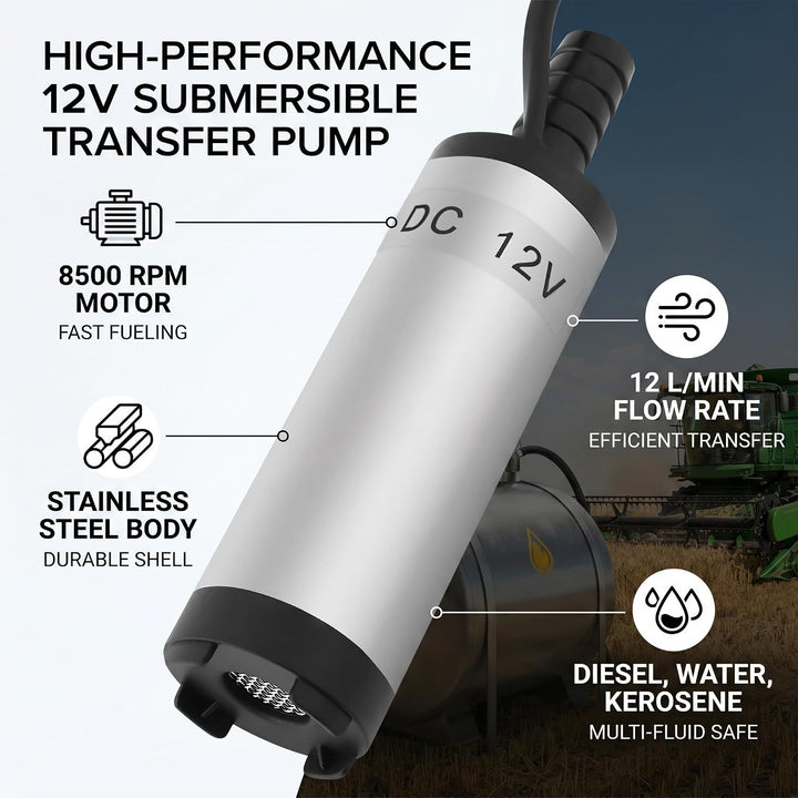 12V 3,8cm Edelstahl Tauchpumpe Wasserpumpe Elektrische Dieselölpumpe 8500r / m 12V DC Pumpe für Dies