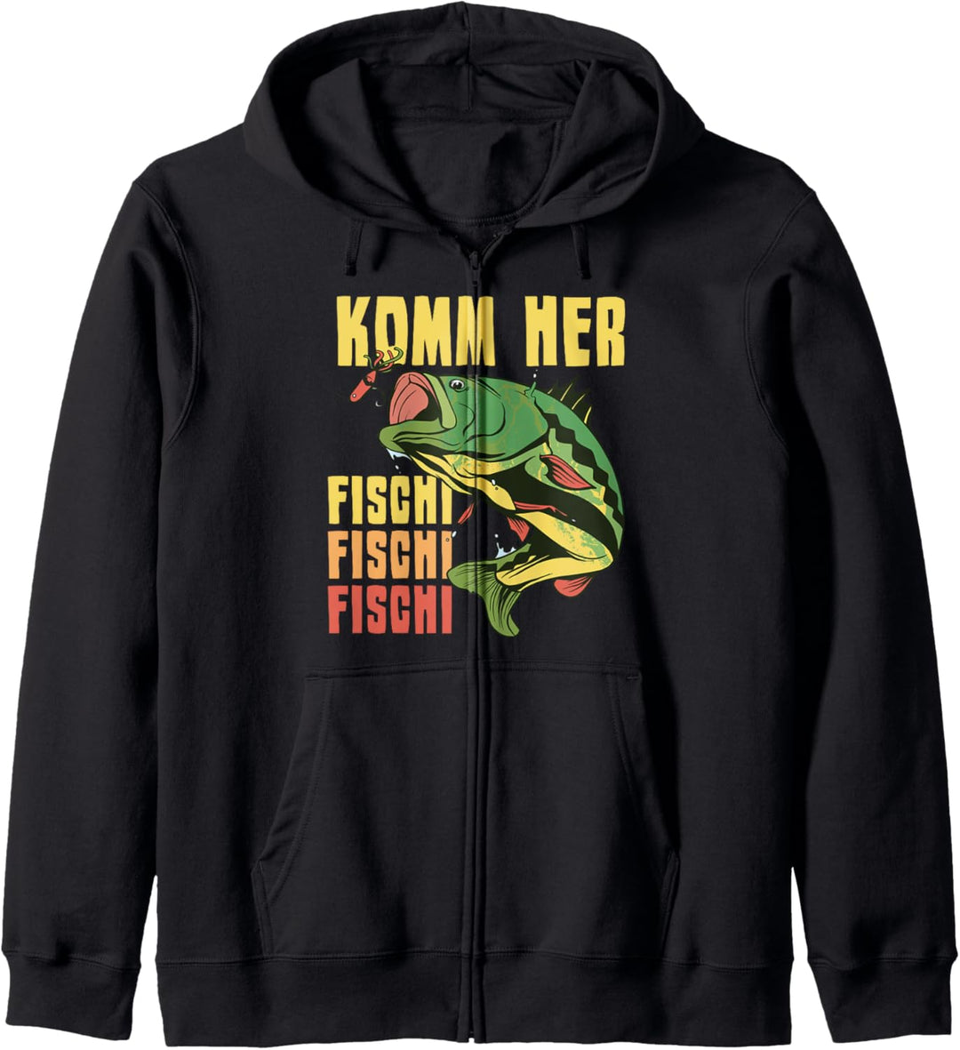 Komm her Fischi Fischi Fischi Angler Spruch Fisch Angeln Kapuzenjacke