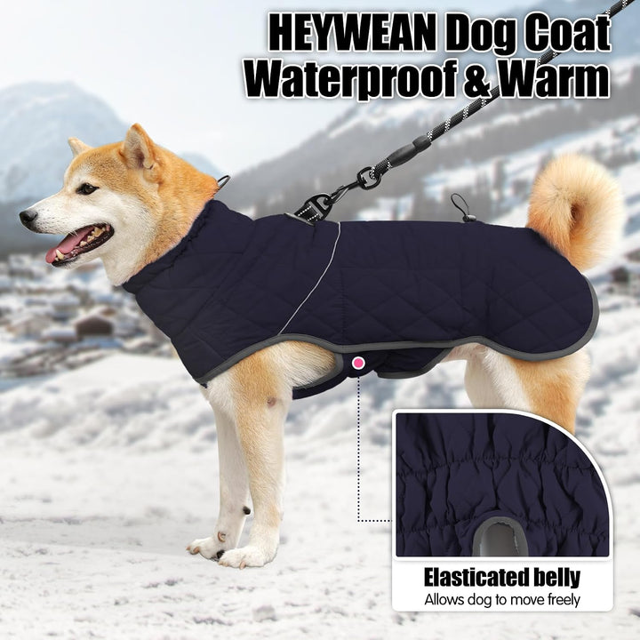 HEYWEAN Hundemantel Winter Wasserdicht Hundejacke mit D-Ring Warm Mantel Hund Fleece Hundepullover R