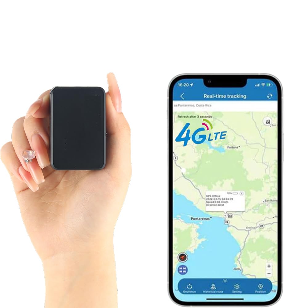 TKMARS 4G GPS Tracker Mini GPS Tracker mit SIM Karte ABO Geeignet für Autos, Kinder, Fahrrad, Gepäck