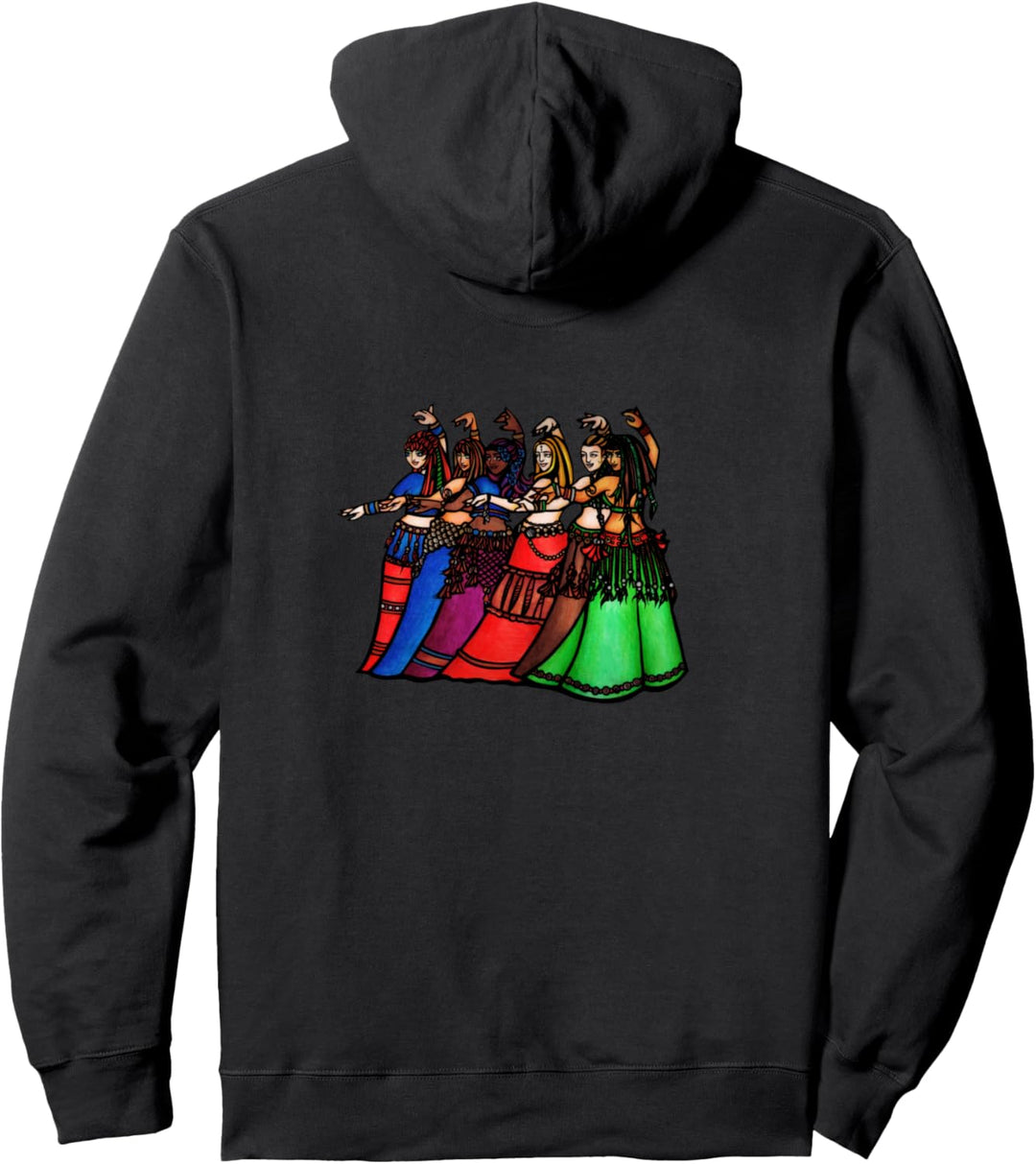 Rainbow Belly Dancers Tribal Line Pullover Hoodie