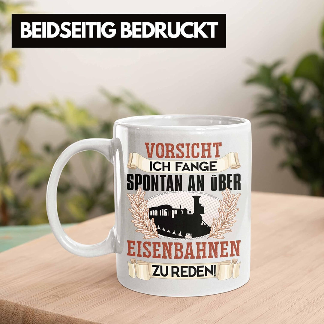 Trendation - Eisenbahner Tasse Geschenk für Modelleisenbahn-Fans Geschenkidee Ich Fange Spotan An Üb