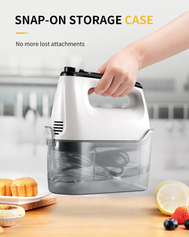 Handmixer Elektrisch Handrührgerät 6 Stufen Plus Turbo Kein Spritzen Mixer Handrührer mit Aufbewahru