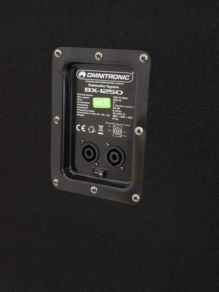 OMNITRONIC BX-1250 Subwoofer 600W | 12" Subwoofer mit 600 Watt Leistung