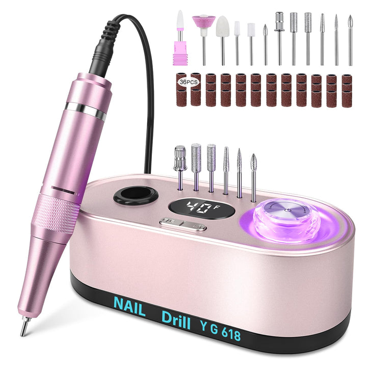 Elektrische Nagelfeile Nagelfräser Professioneller, 40000U/Min, LCD Maniküre Pediküre Set mit Multif