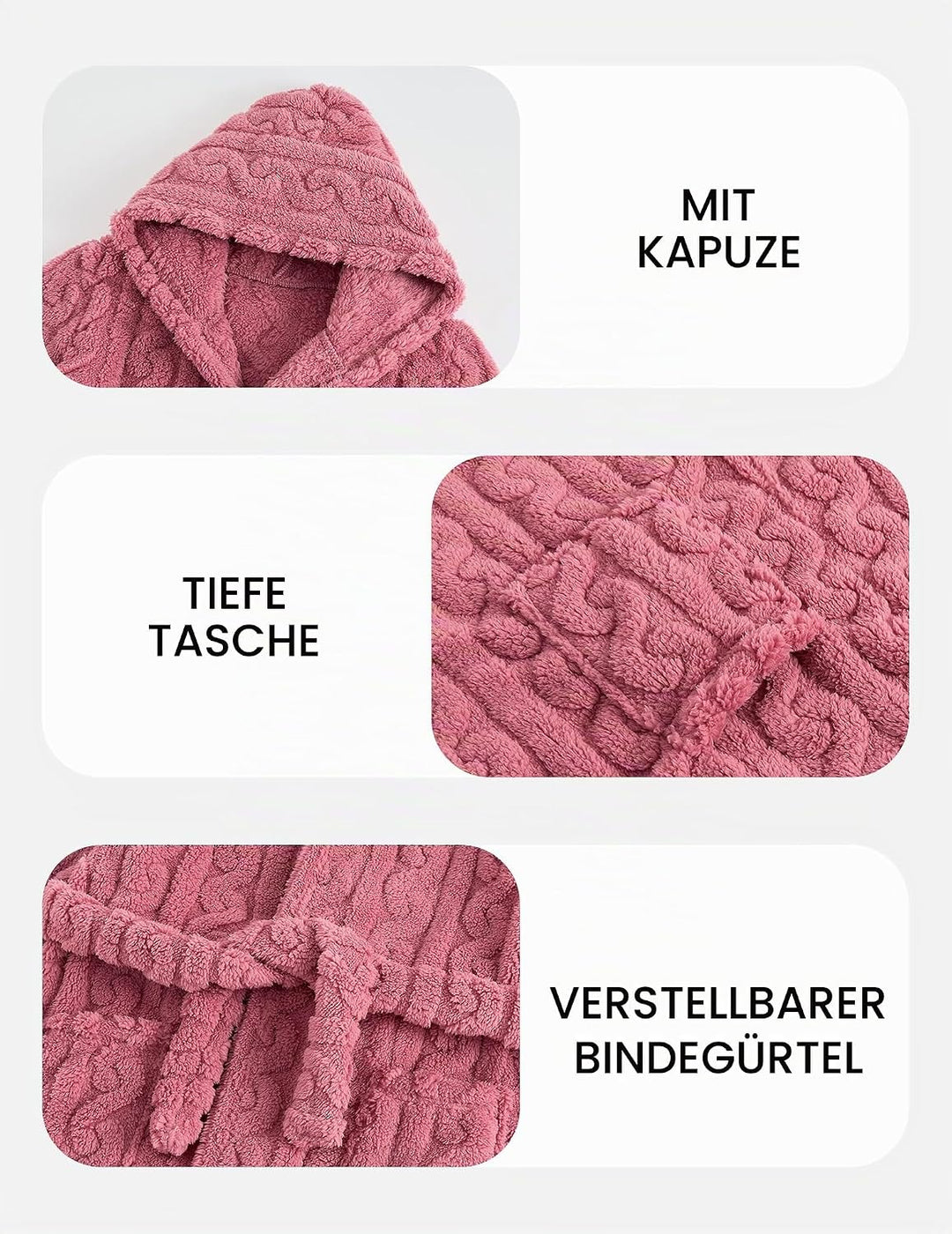 JiAmy Mädchen Bademantel Kapuzen Fleece Warmes Weiches Kinder Badekleid Fuzzy Frottee-Robe 4-14 Jahr