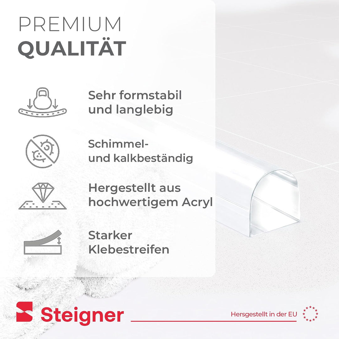 100cm Schwallschutz Acryl Halbrundstab - SDD03 Höhe 10mm - Spritzschutzprofil Halbrundprofil Schwall