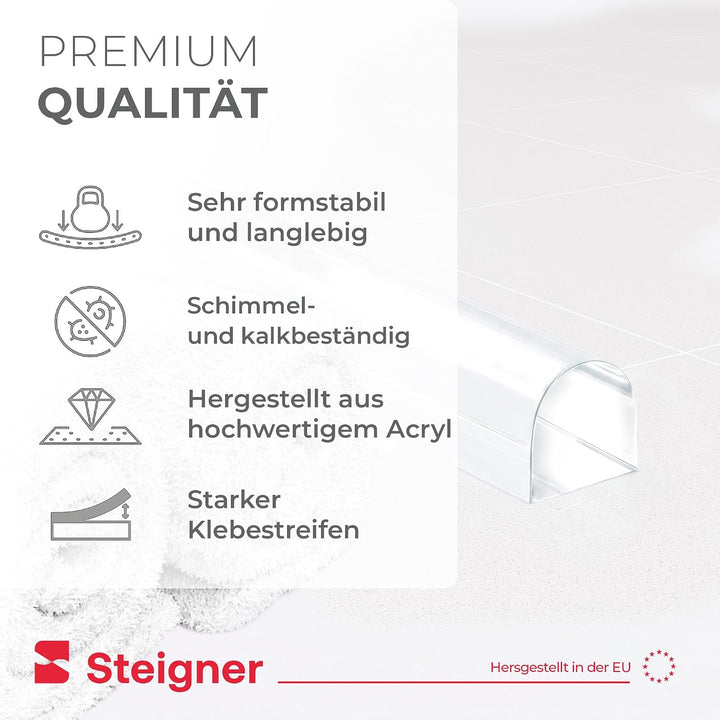 100cm Schwallschutz Acryl Halbrundstab - SDD03 Höhe 10mm - Spritzschutzprofil Halbrundprofil Schwall