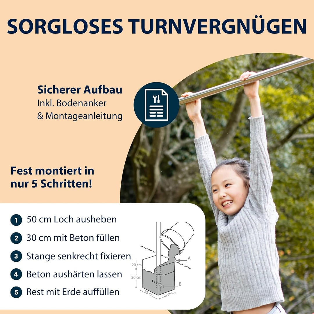 HUDORA Turnreck Fabian Standard/Pro - einfache/doppelte Turnstange für Kinder & Erwachsene - 4-fach