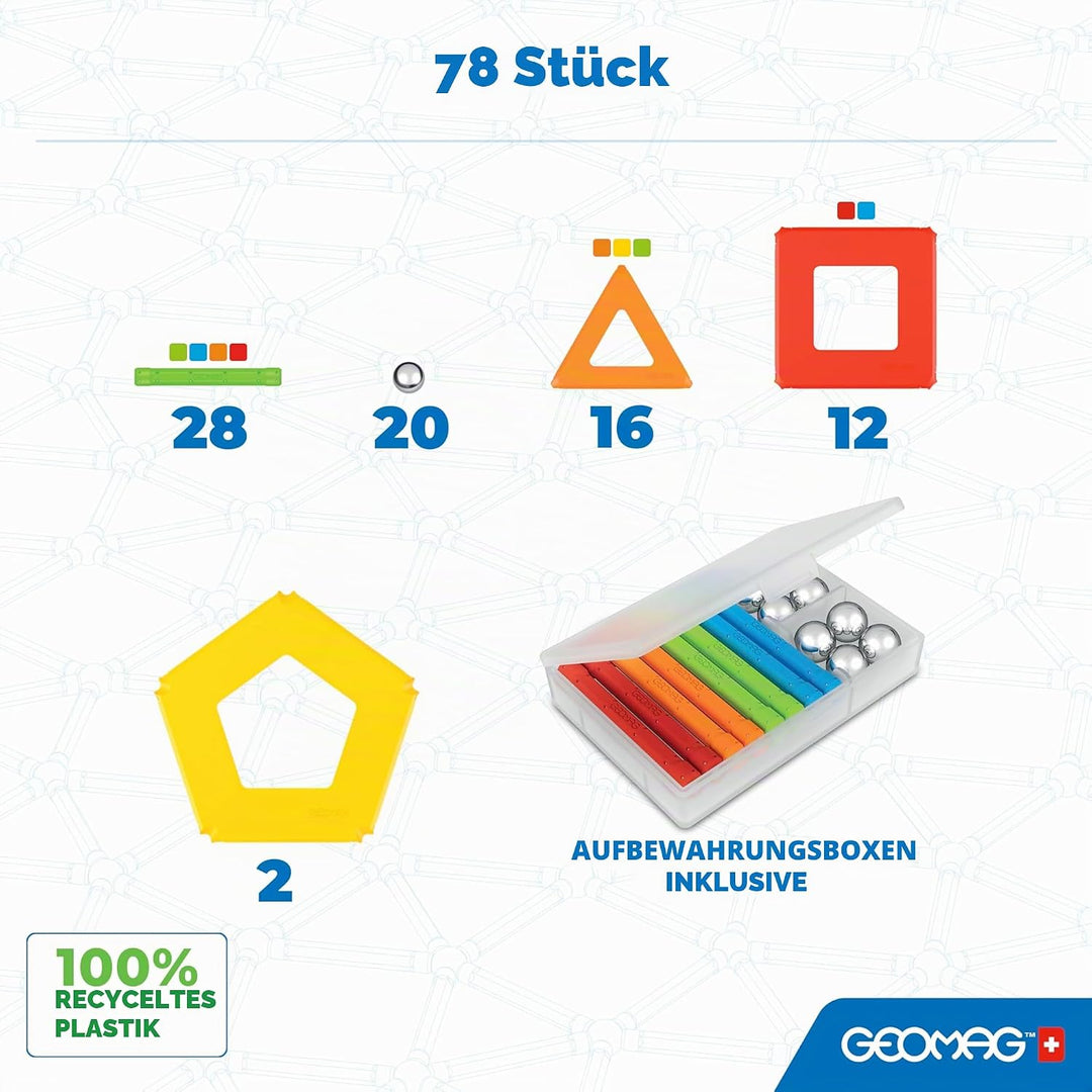 Geomag - Supercolor Magnetic Constructions for Kids, Magnetic Toy Green, Collection 100% Recycled Pl