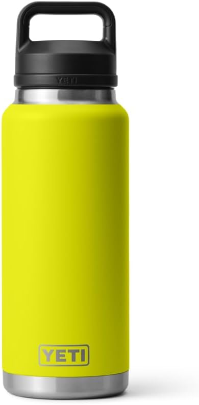 YETI Rambler Bottle Chug, Vaccum Insulated Stainless Steel Bottle with Chug Cap, Firefly Yellow, 36