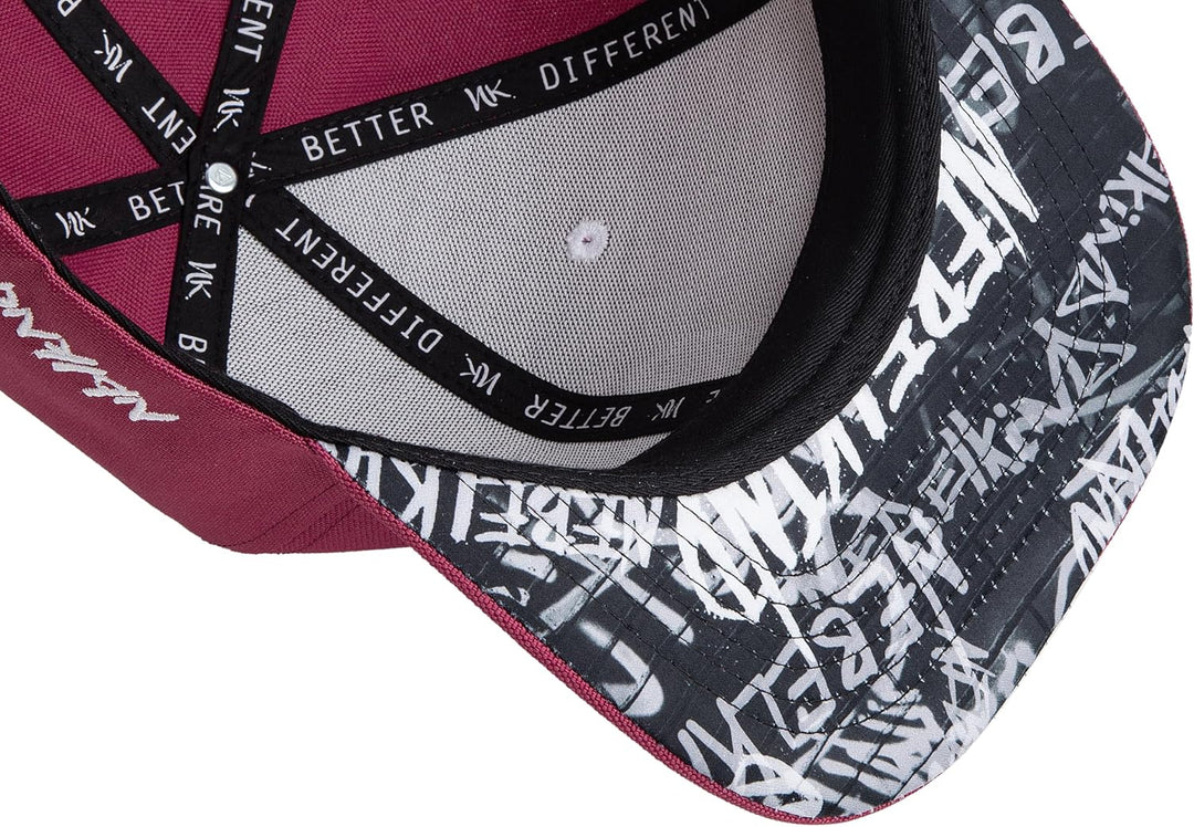 Nebelkind Snapback Cap Sturmmaske Graffiti Weinrot Schwarz Kappe 6-Panel One Size