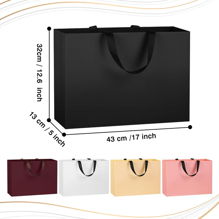 NAHRMY 10 Stück Extra Grosse Geschenktüte mit Henkel Gelb 43 x 32 x 13 cm, Geschenktüte Gross Papier
