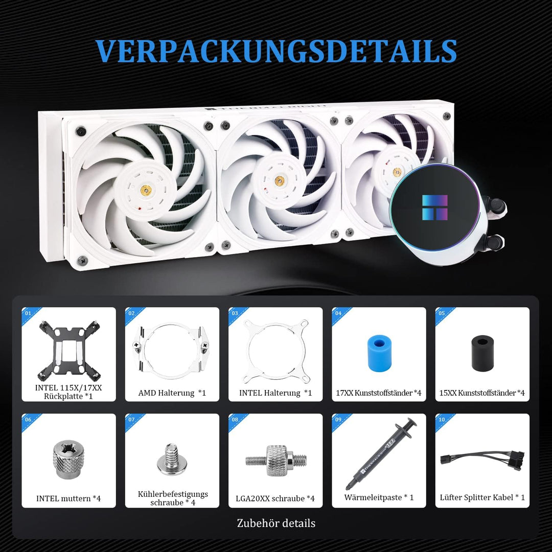 Thermalright Frozen Magic 360 SCENIC V2 Wasserkühlung CPU-Kühler, 360 White Cooling Row Spezifikatio