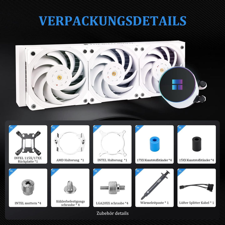Thermalright Frozen Magic 360 SCENIC V2 Wasserkühlung CPU-Kühler, 360 White Cooling Row Spezifikatio